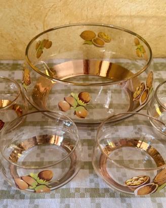 Set ciotole vetro vintage con decoro