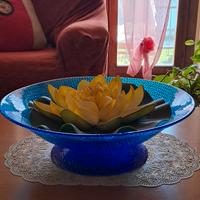 Centrotavola di vetro blu