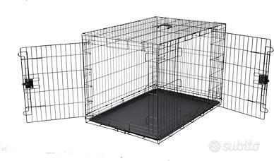Kennel Gabbia Cane in Metallo Nero Pieghevole