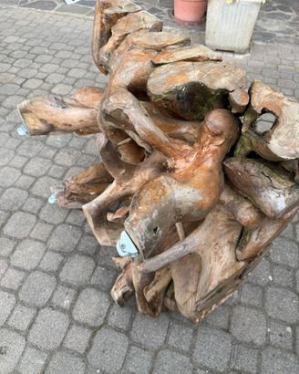Base tavolo in radice di teak