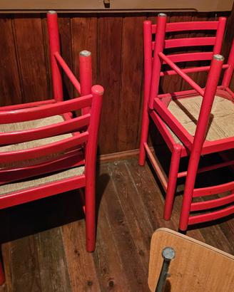 6 sedie di legno impagliate