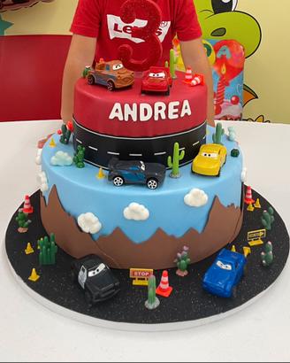 Torta finta tema Cars in gomma eva