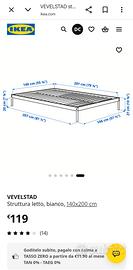 BASE LETTO IKEA CON MATERASSO 
