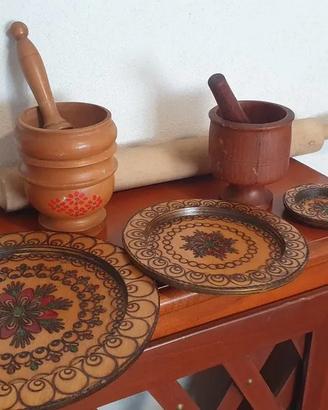 Set cucina rustica vintage in legno
