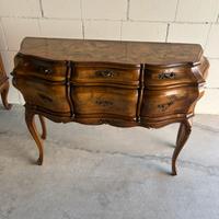 Console antica intarsiata con cassetti