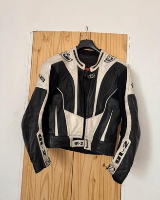 Giacca moto pelle vintage Bieffe GT-2 neraebianca
