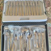 Set di posate con dettagli in oro zecchino 