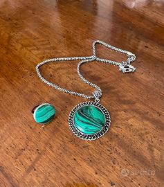 Collana e anello in malachite - pietra verde