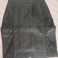 Gonna tubino nera in pelle 