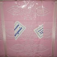 Lenzuolo matrimoniale "da corredo" rosa ricamato
