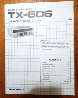 Manuale istruzioni Pioneer TX-606 radio