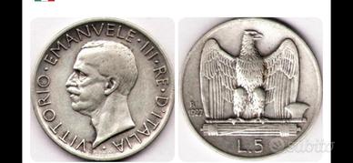 monete argento 5 lire aquilini 