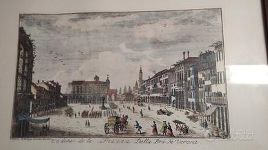 Piazza Bra Verona - Stampa colorata a mano 