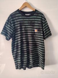 carhartt t-shirt uomo righe tie dye verde nera tas