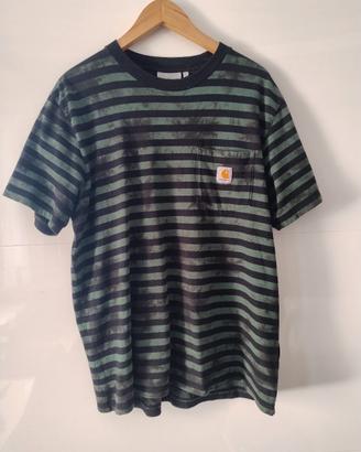 carhartt t-shirt uomo righe tie dye verde nera tas