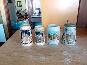 Lotto Boccali da Birra Tedeschi Vintage Ceramica