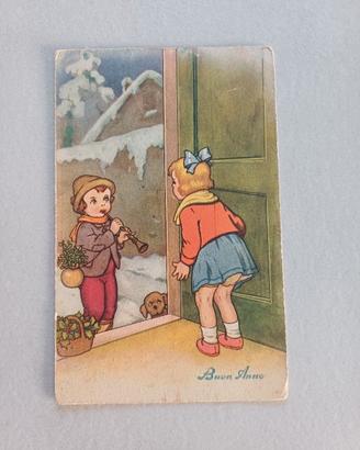 Cartolina d'Epoca Illustrata Buon Anno 