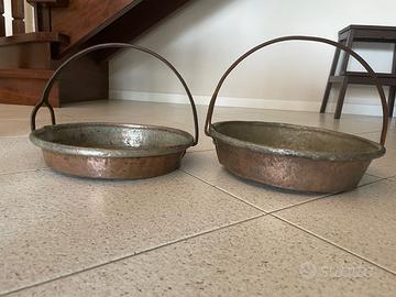 Coppia 2 Paioli Rame Antichi 30cm - Arredo Rustico