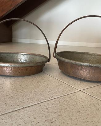 Coppia 2 Paioli Rame Antichi 30cm - Arredo Rustico