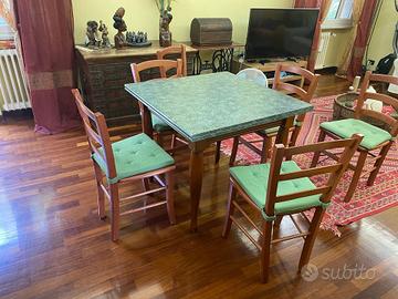 Tavolo Scavolini Carol verde/ciliegio con 8 sedie