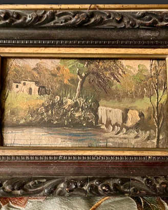 PREGIATOdipintoPAESAGGIOconFIUMEanticoFINE'800