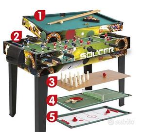 BILIARDINO TAVOLO GIOCO 5 IN 1