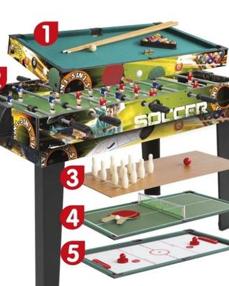 BILIARDINO TAVOLO GIOCO 5 IN 1