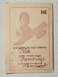 Tessera Delegazione Fasci Femminili - 1936