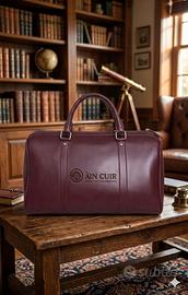Borsa da Viaggio in Pelle Bordeaux Realizzata a Ma