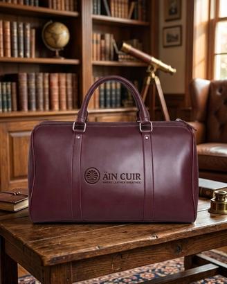 Borsa da Viaggio in Pelle Bordeaux Realizzata a Ma
