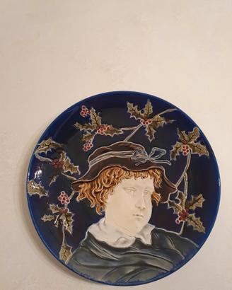 Piatto Decorativo Vintage in Ceramica a Rilievo 