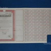 Certificato 10 azioni "generalfin" milano 1962