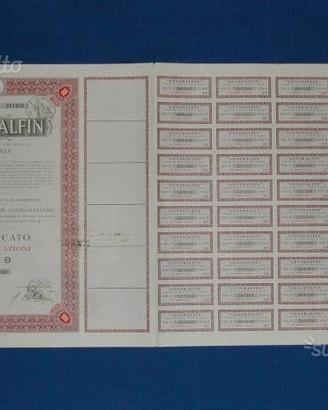 Certificato 10 azioni "generalfin" milano 1962