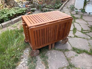 Tavolo giardino esterno in teak con 4 sedie