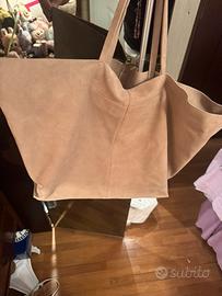 Borsa in vera pelle scamosciata