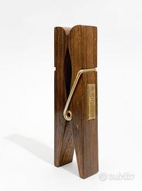 Vintage '70 Grande Molletta Legno Noce Fermacarte