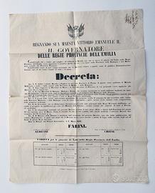 Grande Manifesto Gioco del Lotto 1 Marzo 1860