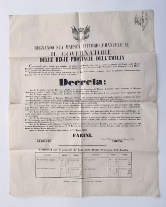 Grande Manifesto Gioco del Lotto 1 Marzo 1860