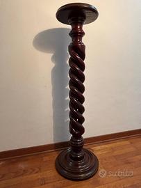 Colonna piedistallo tornito in legno massello