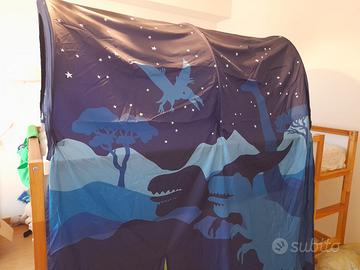 Tenda con stampa dinosauri letto ikea kura