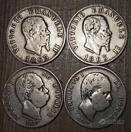 #1983 - 4 monete Regno d’Italia 1 Lira Argento