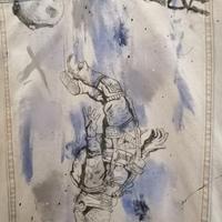 Giacca Jeans "Astronauta" dipinta a mano