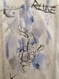 Giacca Jeans "Astronauta" dipinta a mano