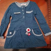 Vestito Boboli blu pois e fiori - 3 anni / 98cm