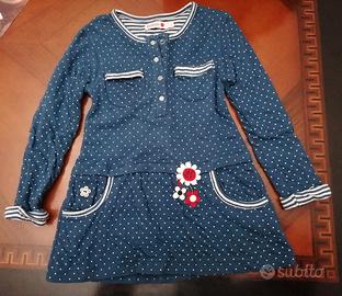 Vestito Boboli blu pois e fiori - 3 anni / 98cm