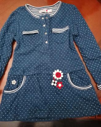 Vestito Boboli blu pois e fiori - 3 anni / 98cm