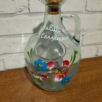 Brocca in vetro anni 80 con fiori