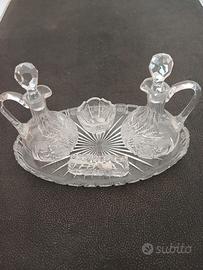 Set Olio e Aceto Cristallo Molato Vintage Completo