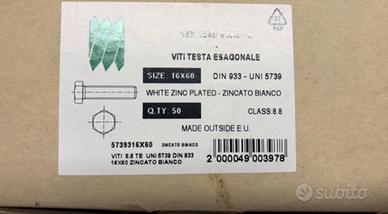 Viti testa esagonale DIN 933/Uni 5739 16per 60.