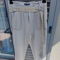 Pantaloni Tg 44 con tasconi e cintura sabbia
